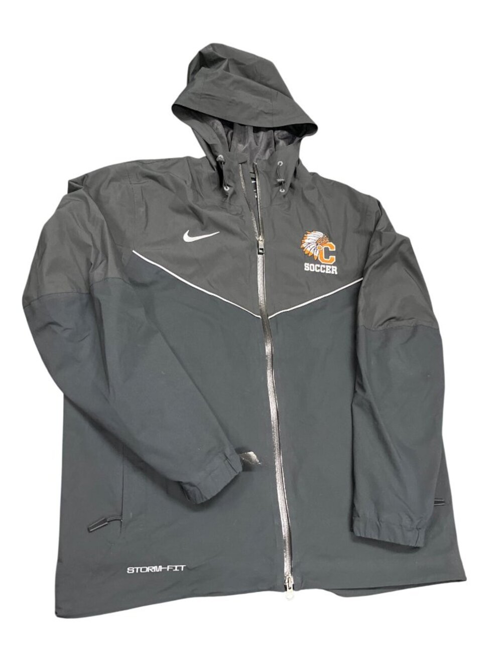 Nike Storm fit mens black waterproof soccer C team hooded jacket sz L SKU 10-762